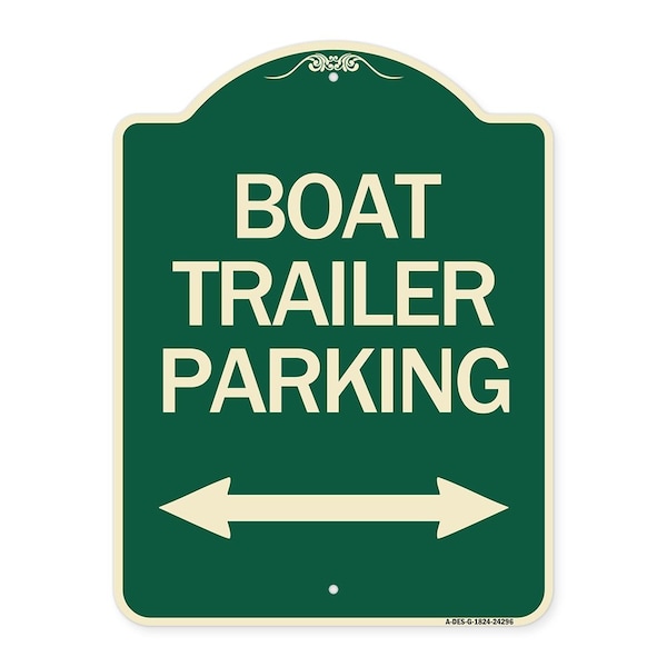 Boat Trailer Parking W/ Bidirectional Arrow Heavy-Gauge Aluminum Sign, 24" x 18", G-1824-24296